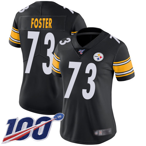 Women Pittsburgh Steelers Football 73 Limited Black Ramon Foster Home 100th Season Vapor Untouchable Nike NFL Jersey